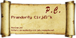 Prandorfy Cirjék névjegykártya